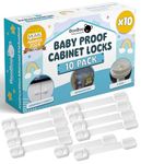 BooBoo Baby (10 Pack) Premium Child Locks for Kitchen Cupboards, Child Proof Cabinet Locks, Drawer Locks Baby Proofing Cabinets with No Drilling, Extra Strong Adhesive + 4 Extra Stickers