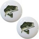 Set of 2 Largemouth Bass Fish Ceramic Cabinet Drawer Pull Knobs