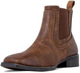 J's.o.l.e Cowboy Boots for Men Western Square Toe Ankle Chelsea Boots Brown US 11