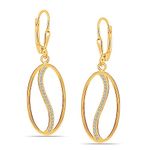 LeCalla 925 Sterling Silver Dangle Earrings 14K Gold-Plated Lightweight Italian Design CZ Oval Shape Leverback Drop Earring for Women - 42MM