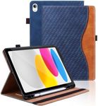 Kitzomi Case for iPad Air 11 inch Case M2 2024/ipad Air 5th 2022/Air 4th 2020 with Folio Book PU Leather & Card Holder & Multi-Angle Stand for ipad Air 5th Generation Case,Blue