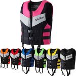 FXKJ Life Jacket for Adults, Paddle Boarding Lightweight Swimming Vest Buoyancy Aid Life Jacket Neoprene Men Women Life Vests For Kayaking Fishing Surfing, L 70-78kg,Pink