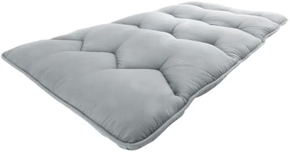 Comfortable Japanese Full Size Futon Floor Mattress 3 Inch Thick Collapsible Tatami Mat - High Density Foam Support - Portable Roll Up Sleeping Pad for Guest Rooms, Dorms, Camping, Small Spaces