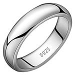 Meixao Unisex Solid 925 Sterling Silver Highly Polished Wedding Ring 5mm Band in Sizes J-Z (V)