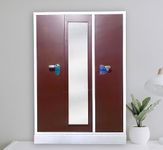 Steel Berow | 3 Year Warranty | Steel Almirah for Clothes | 3 Door with Mirror Cupboard Wardrobe, 1 Hanging Space (2 Hanger Single Locker with Mirror and Letter Box, 3 Door)