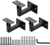 3TO 3 x 304 Stainless Adjustable Handrail Brackets, Heavy Duty Wall Square Brackets for Stair Handrail (Black)