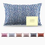 Mulberry Silk Pillowcase for Hair and Skin Standard Size Leopard Print Silk Pillow Cases with Zipper Soft Breathable Smooth Cooling Silk Pillow Covers for Sleeping (Blue Leopard,20"X 26",1Pcs)