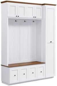 BosomHug Hall Tree with Storage Bench and Shoe Bench, Entryway Organizer with Hooks, Farmhouse Entrance Hallway Mudroom Furniture