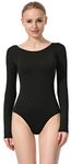 MOLLDAN Women Basic Dance Leotard Long Sleeve Adult Team Short Sleeve Ballet Leotard Tank Top Sleeveless Dancewear, Long Sleeve-black, Large