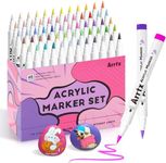 Arrtx Acrylic Paint Pens 60B,Brush Tip Acrylic Markers for Rock Painting,Glass,Stone,Wood,Ceramic Fabric,Gift Package