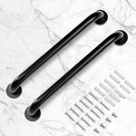 2 Pack 40cm Matt Black Grab Bars for Elderly for Wall, Bathroom Grab Bars for Seniors, Bath & Shower Grab Bars for Seniors, Handicap Grab Bars for Bathroom, Safety Bars for Showers and Walls