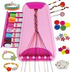 Friendship Bracelet Making kit, Arts and Crafts for Kids 8-12, Kids Jewelry Making Kit with 28 Pre-Cut Threads,Birthday Gifts for Girl Ages 6 7 8 9 10 11 12 Year Old Kids Travel Activity Set (Pink)