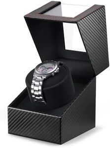 KAVYIA Watch Winder with Japanese Motor – Silent Adjustable Rotation, Premium PU Leather Exterior and Soft Flexible Watch Pillows, for Father's Day Gift for Him, Birthday Gift