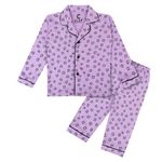 CLAP Unisex Baby Kids Cotton Printed Full Sleeves Long Sleeve Pajama Night Suit Purple 1Pc (3-4 Years, Purple)