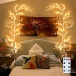 GOESWELL Vine Lights with Remote, Christmas Decorations Flexible DIY Vines with Lights, 7.5ft LEDs White Birch Tree Branches Lighted, 144 Willow Vine Lights for Wall Bedroom Living Room Home Decor