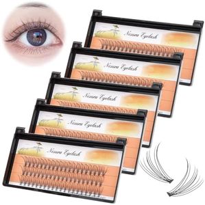 BODERMINCER 10 Root 60pcs 8-10-12-14-16mm Mixed Black Handmade False Eyelashes Natural Long Individual Eyelashes Extension Fake Lashes Makeup Beauty Cosmetic (5 PACKS-9MM)