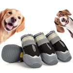 Petanims Dog Shoes for Large Dogs, Dog Boots & Paw Protectors for Summer Hot Pavement, Winter Snowy Day, Waterproof Outdoor Walking, Indoor Hardfloors Anti Slip Sole Size 7