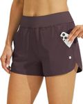 Willit Women's 3" High Waisted Swim Shorts UPF 50+ Quick Dry Board Trunks with Liner Pockets Wine XL