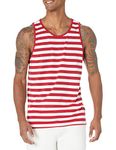 Amazon Essentials Men's Regular-fit Tank Top, Red/White, Medium