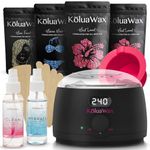 KoluaWax - Premium Waxing Kit for Women - Wax Melt Warmer for Hair Removal, Eyebrow, Bikini, Legs, Face, Brazilian Wax - Wax Machine, 4-Pack Wax Beads, Accessories, Black