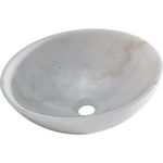 AA Warehousing BRIELLI Marble Vessel Sink, White/Off White/Grey, 15" L x 15" W x 5" D