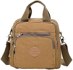 VVVSO Women's Waterproof Nylon Crossbody Shoulder Bag Durable Casual Backpack (Khaki)