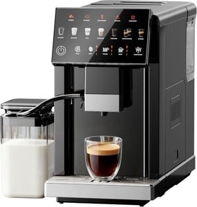 EUHOMY Automatic Espresso Machine with Built-in Grinder and Milk Frother