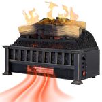 Country Living 20 inch Electric Log Set | 400 Sq Ft Heater - Faux Logs Insert with Infrared Flames for Existing Fireplaces | Remote Control Included