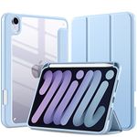 Mastten for iPad Mini 7 Case A17 Pro, for iPad Mini 7th/6th Generation Case 2024/2021 8.3 Inch with Pencil Holder, Hybrid Slim Clear Back Shell Cover Kids, Auto Wake/Sleep, Sky Blue