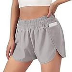 Pinspark women's sports trousers, short running trousers with pocket, quick-drying sports shorts, fitness shorts, yoga, gym, jogging