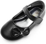 DREAM PAIRS Girls Mary Jane Dress Shoes Side Bow Ballerina Flat for Wedding, Party, Walking, Christmas (Toddler/Little Girl),Size 8 Toddler,Black-PU,Angel-5