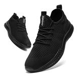 Linenghs Mens Running Trainers Fashion Lightweight Walking Shoes Casual Breathable Gym Tennis Fitness Sport Sneakers A Black