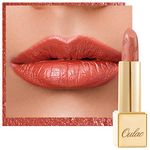 OULAC Orange Metallic Shine Lipstick, Coral Glitter Long Lasting Lipsticks, High Impact Lightweight Soft and Ultra Hydrating,Vegan & Cruelty-Free, Full-Coverage Lip Color 4.3 g/0.15 ozBe Happy(05)