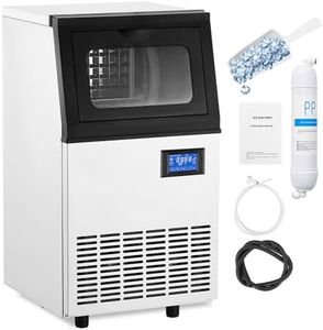 Commercial Ice Maker Machine - 90LBS/24H Ice Maker Machine with 33LBS Bin, 4x10 Cubes Ready in 15 Mins, 210W 120V Stainless Steel Construction, Self Cleaning Ice Maker for Home Bar
