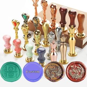 UBJVA Custom Wax Seal Stamp - Personalized Envelope Seal Stamp with Logo Text Name for Wedding Party Invitations - Template+Text