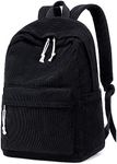 BTOOP School Backpack for Teens Large Corduroy Bookbag Lightweight Girls Boys Casual High School College 17 inch Laptop Travel Bag, Black, 17 inch