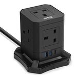 Cube Extension lead with USB C Slots, FDTEK 5 Way Plug Extension Sockets with 3 USB Ports, UK Power Extension with Switch 1.5 Metre Extension Cord for Home Office accessories