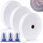 Mindsoft 2 Roll 75/150/230/300 Yard Cotton Blend Batting on a Roll 2 1/4 Inch Cotton Batting Roll with Tube Maker Rulers for Quilts Needle Punched Cotton Batting for Rug Purse Braided Rug Throw Rug