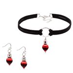 Fake Blood Drop Vampire Costume Jewelry Set Earrings & Choker Necklace for Halloween Holiday