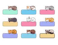 Customizable Iron On Fabric Labels for Kids - Clothes, Uniforms, Towels for Easy Identification, Permanent Name Labels for Marking All Kinds of Cloth Materials. (30 Pieces) (Cats)