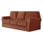 SYLC Sofa Cover with Separate Seat Cushions and Backrests Stretch Velvet Sofa Slipcover Couch Covers Furniture Protector Split Combined (Red coffee,3 Seat Set 7 PCS)