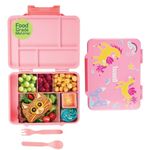 Basil Binge Bento Box - Lunch Box for Kids, 1330 ml | 5 Compartment Lunch Box | BFA free Tiffin Box for Kids | Leak Proof Lunch Box | Ideal Tiffin for Kids for School | Bento Lunch Box - Unicorn