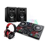 DJ Controller Bundle - Numark Party Mix MKII DJ Set with DJ Mixer and Audio Interface, M-Audio BX3 3.5" Studio Monitor Speakers and DJ Headphones