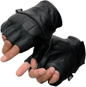 Milwaukee Leather SH462 Men's Black Leather Gel Palm Fingerless Motorcycle Hand Gloves W/Soft and Stylish ‘Knuckle Pads’ - 3X-Large