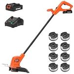 MAXLANDER Weed Wacker Cordless, 20V 10 Inch Weed Wacker Battery Operated, Lightweight String Trimmer and Edger Trimmer with 8 Pcs Replace Spool Trimmer Lines, Battery and Charger Included