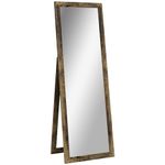 HOMCOM 58" x 20" Full Length Mirror, Floor Standing Mirror, Rectangular Full Body Mirror for Bedroom, Living Room, Rustic Brown