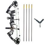 SAS Feud X 30-70 Lbs 19-31" Draw Length Compound Bow Pro Package for Hunting Field Target (Black)