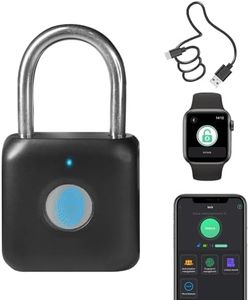 Fingerprint Padlock Phone Watch App Gym Locker Lock: Keyless Padlock eLinkSmart Combination Lock - Black Metal Bluetooth Remote Padlock for Locker Backpack Suitcase Luggage