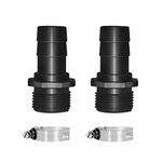 LONGRUN PVC Tube Adapter Hose Barbed Fitting, Male 1.2" NPT x 1" Barb Connector with 2 Hose Clamps for Pond Fountain Waterfall-4 Pieces Set