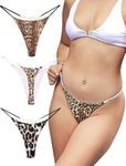 KUKU PANDA Cotton Thongs for Women Sexy Seamless Woman G String Panties 3 Pack Set (Animal Print, Small)